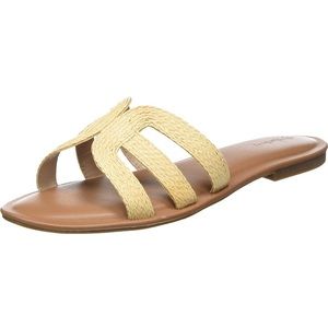The Drop Women's Monika Flat H-Band Slide Sandal Raffia Size 9